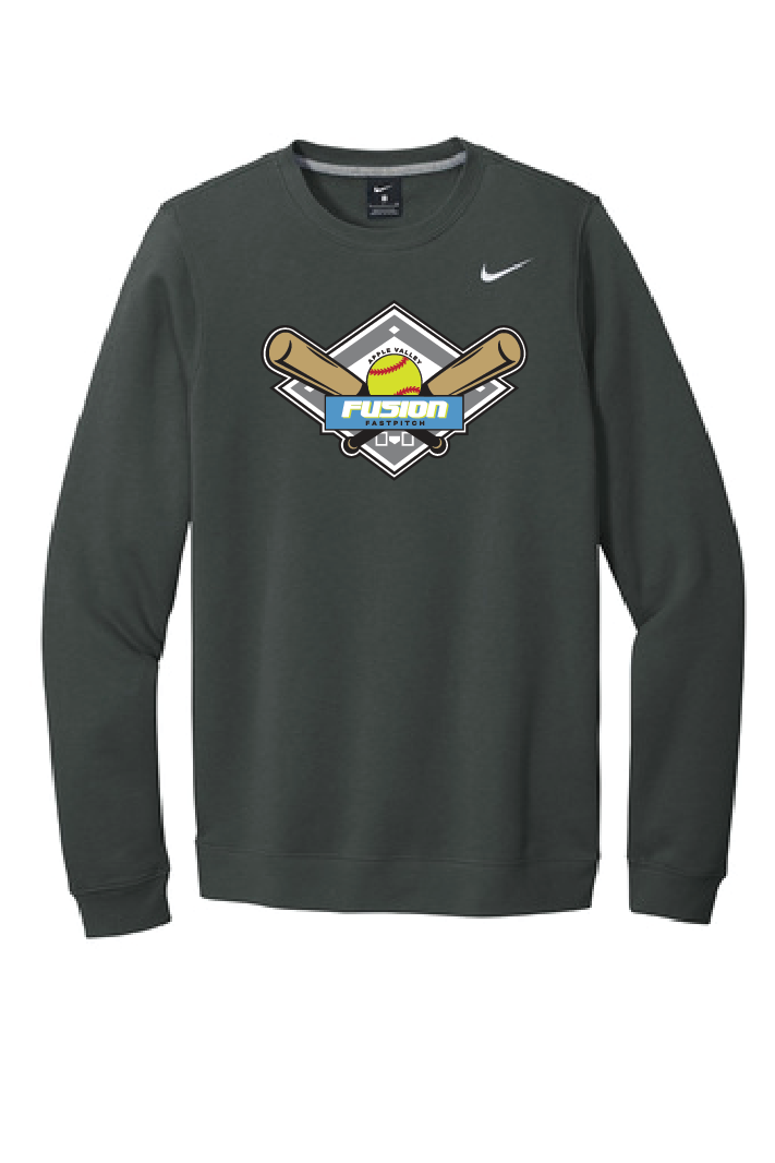 Fusion Fastpitch - Nike Club Fleece Crewneck - APPLIQUE - Embroidery