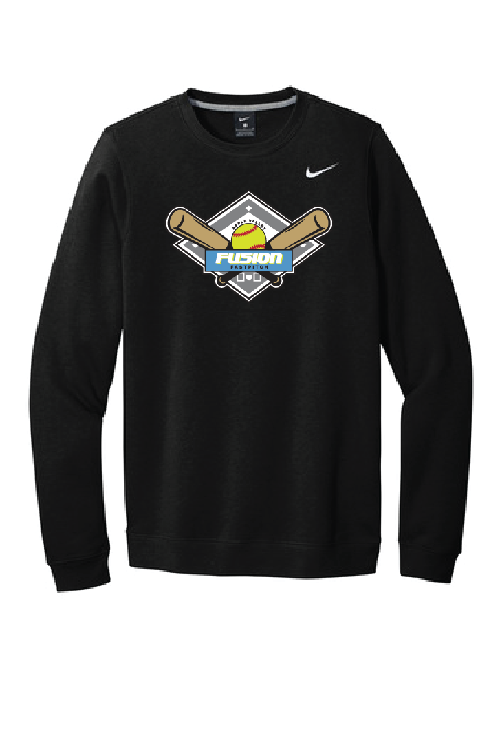 Fusion Fastpitch - Nike Club Fleece Crewneck - APPLIQUE - Embroidery