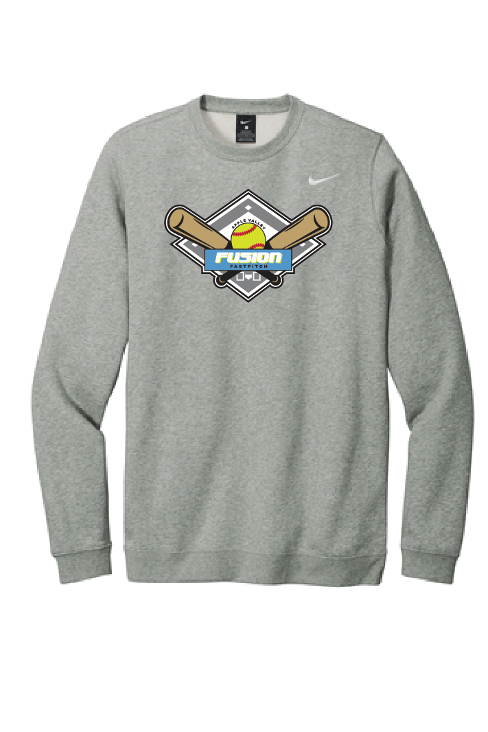 Fusion Fastpitch - Nike Club Fleece Crewneck - APPLIQUE - Embroidery