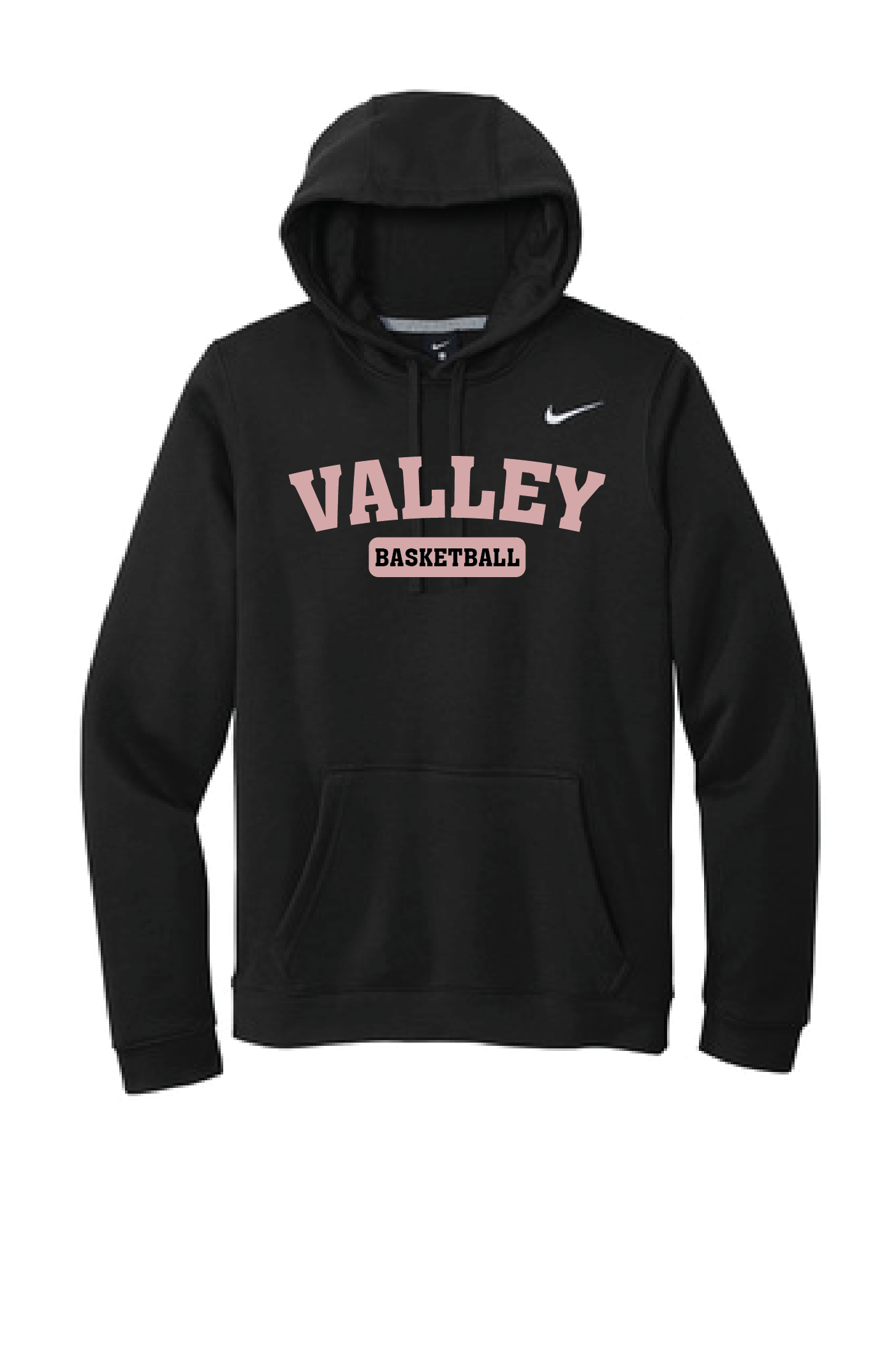 Apple Valley Basketball - Black Nike Club Fleece Pullover Hoodie - Valley Appliqué