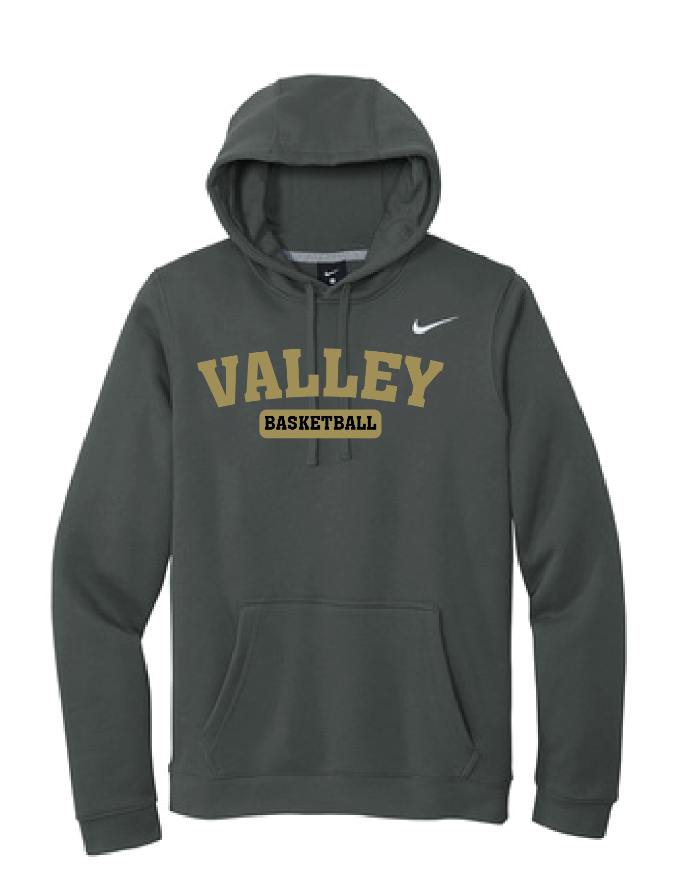 Apple Valley Basketball - Anthracite Nike Club Fleece Pullover Hoodie - Valley Appliqué