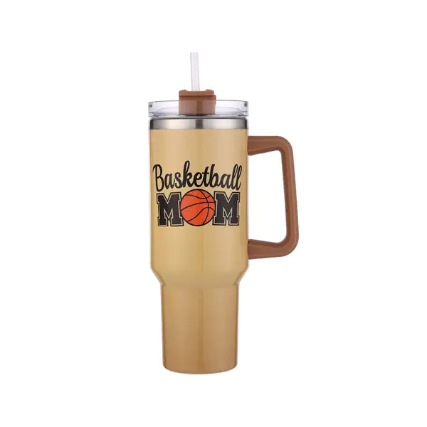 Ladies Basketball Mom Themed Tumbler with Handle
