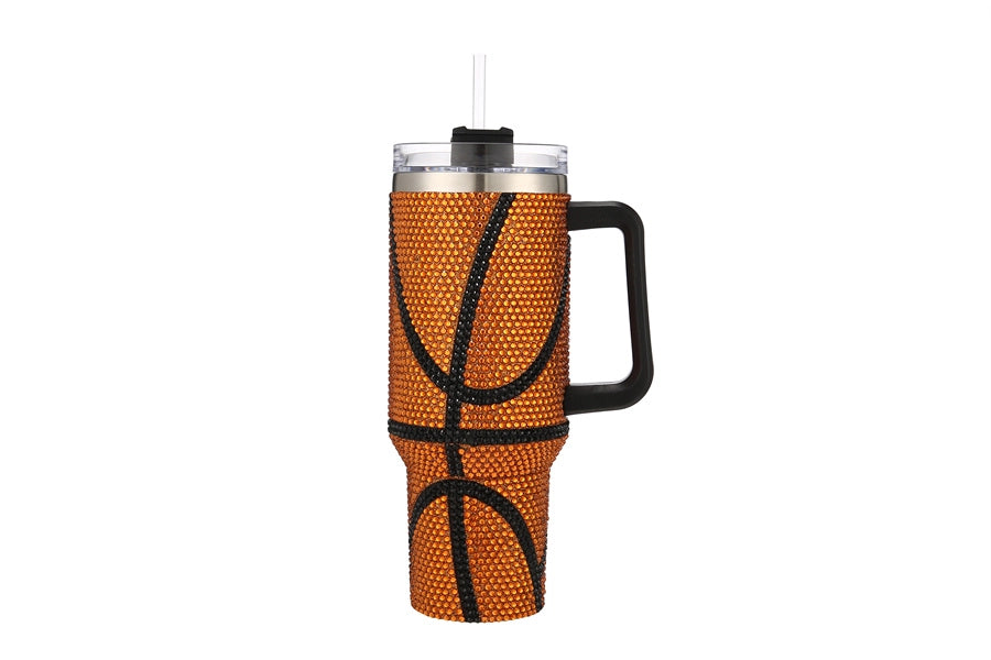 Rhinestone Basketball Theme 40 oz Tumbler Cup