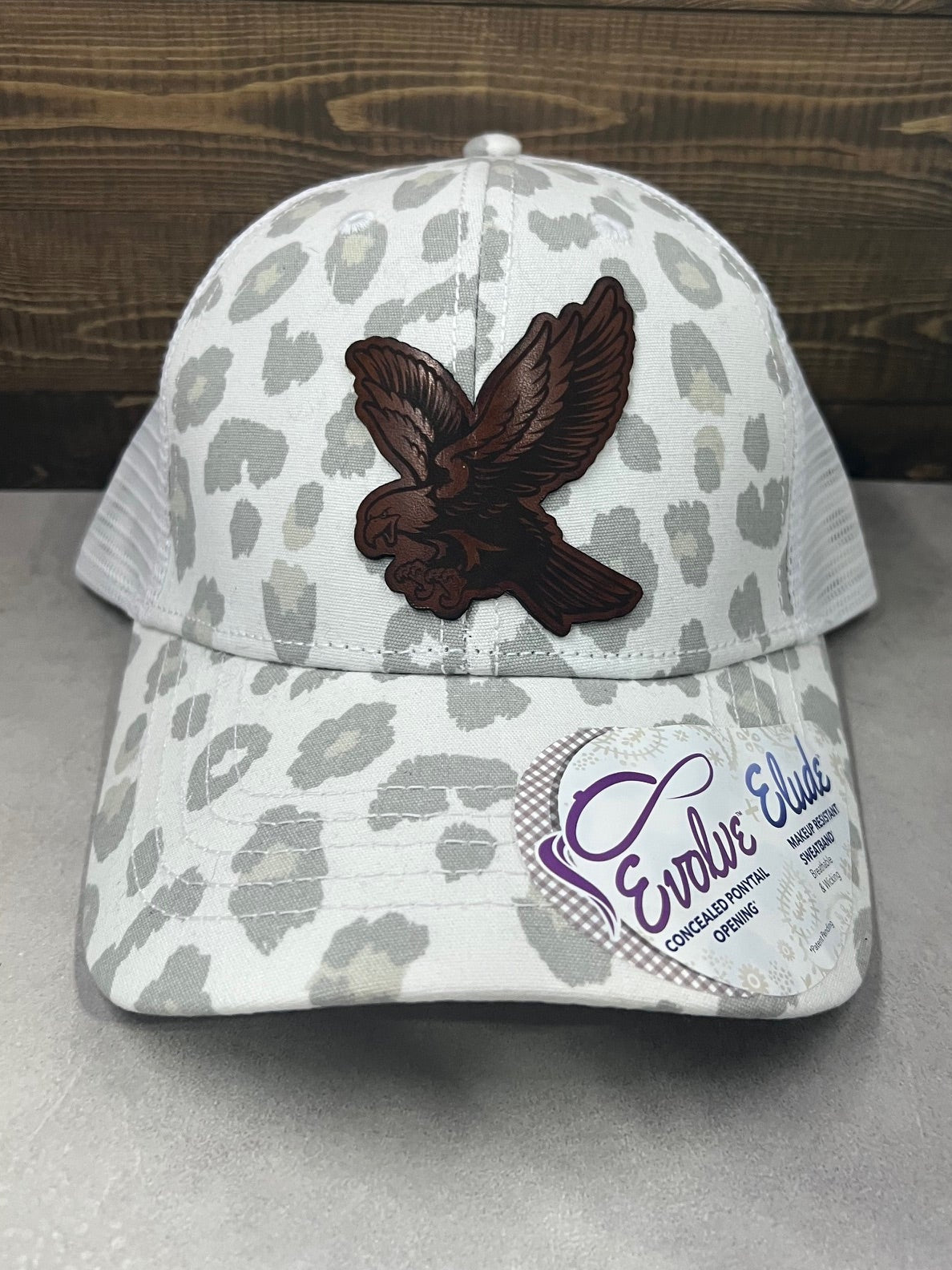 Fire Sale - Pony Tail Hat Snow Leopard/ White