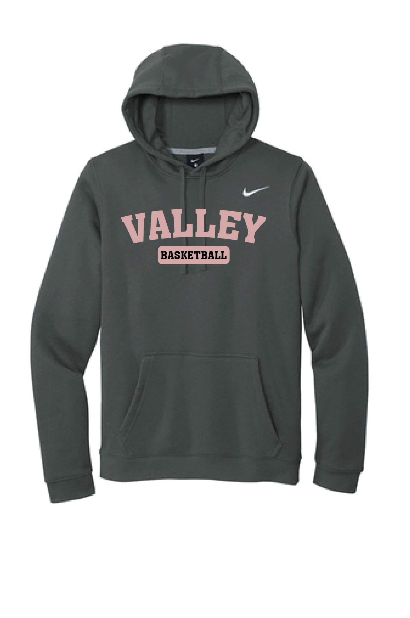 Apple Valley Basketball - Anthracite Nike Club Fleece Pullover Hoodie - Valley Appliqué