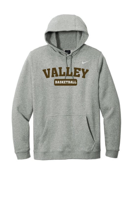 Apple Valley Basketball - Grey Heather Nike Club Fleece Pullover Hoodie - Valley Appliqué