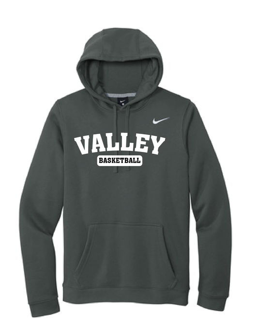 Apple Valley Basketball - Anthracite Nike Club Fleece Pullover Hoodie - Valley Appliqué