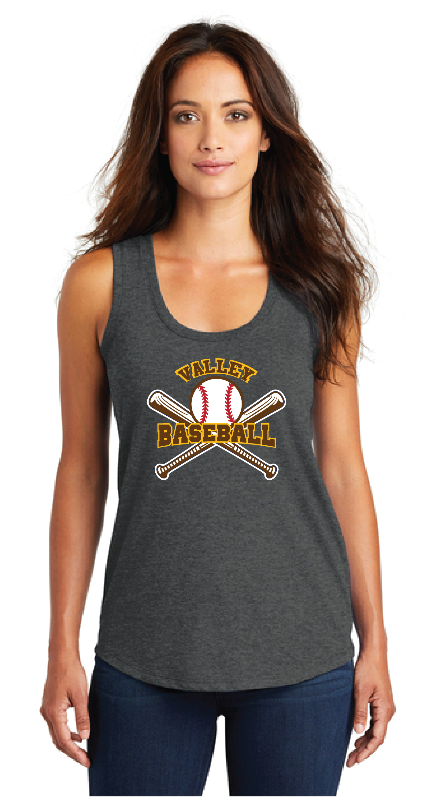 Valley Baseball - District Women’s Perfect Tri ® Racerback Tank_with Bats