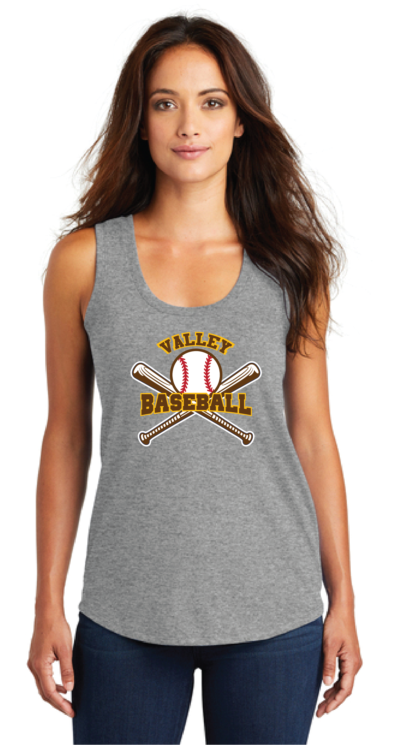 Valley Baseball - District Women’s Perfect Tri ® Racerback Tank_with Bats