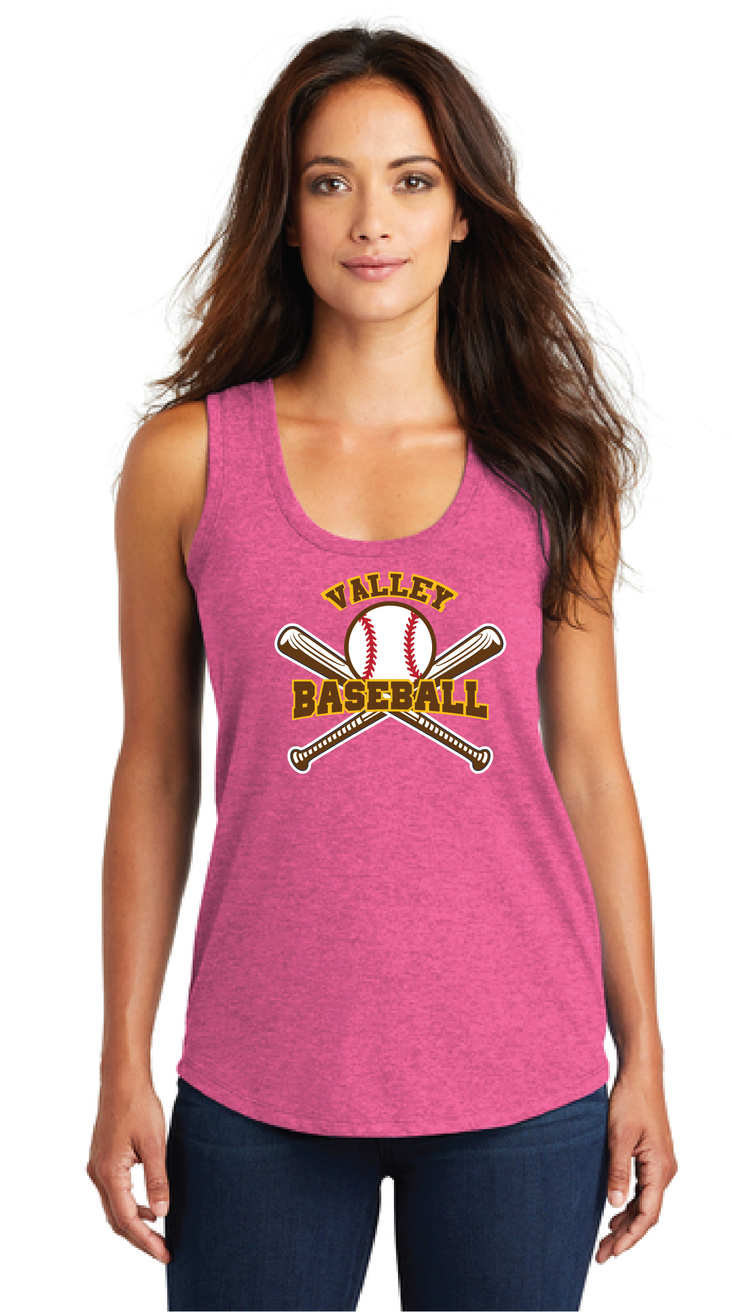 Valley Baseball - District Women’s Perfect Tri ® Racerback Tank_with Bats