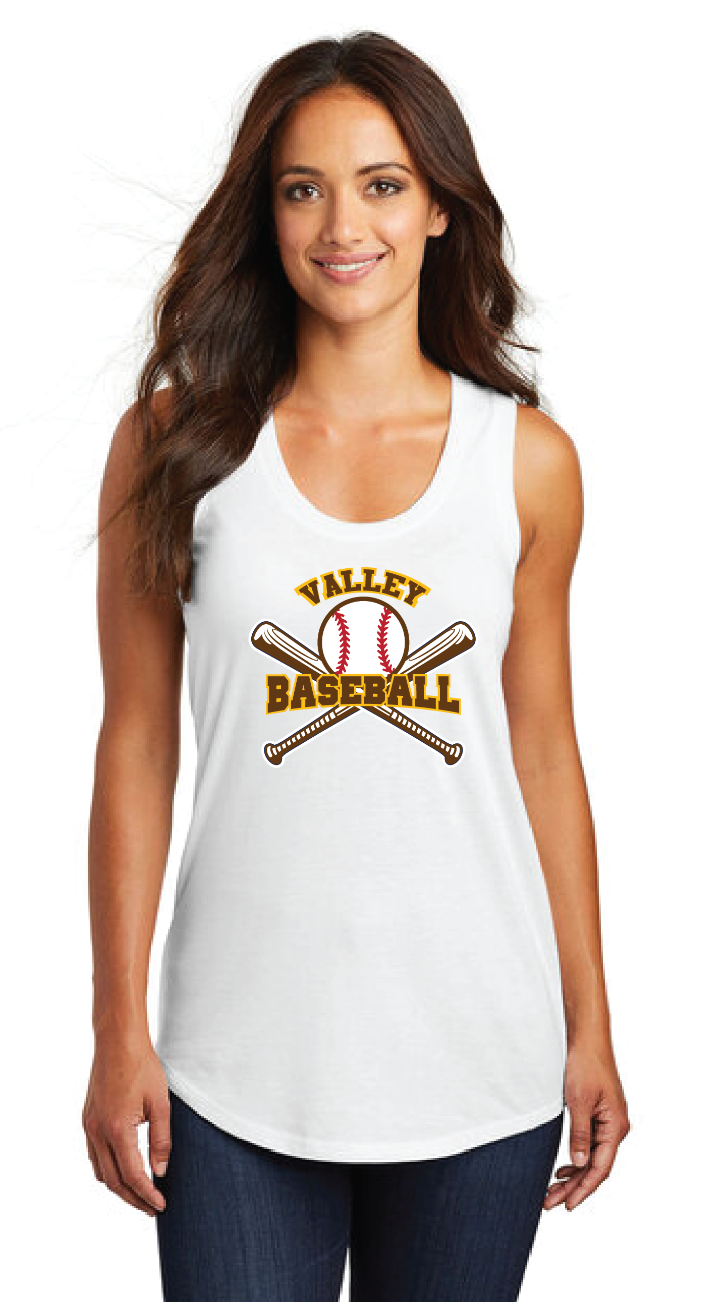 Valley Baseball - District Women’s Perfect Tri ® Racerback Tank_with Bats