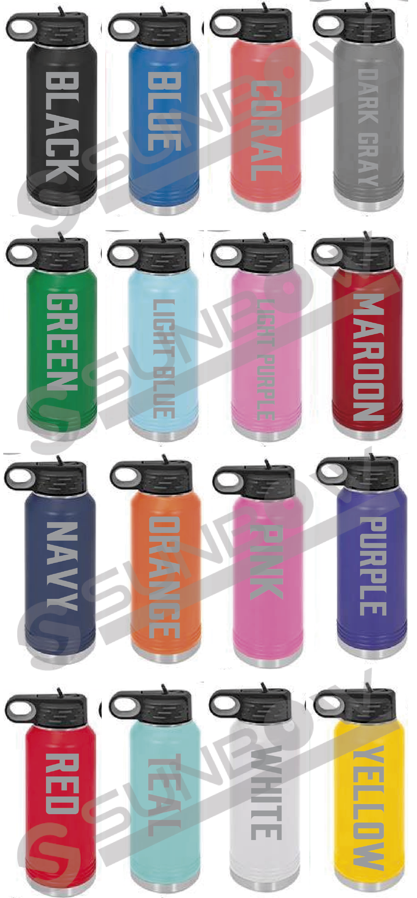Engraved 32 oz Water Bottle Designs 1-6